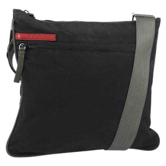 PRADA Sports Shoulder Bag Nylon Black Silver Auth ti3522